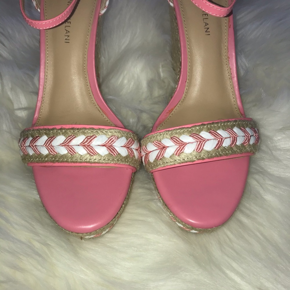 ANTONIO MELANI Pink and White Braided Espadrille Wedges - Picture 5 of 5